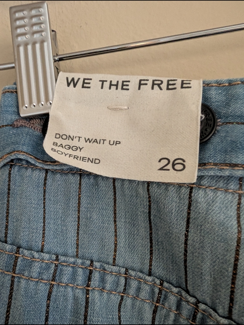 NWT Free People We The Free Don't Wait Up Pinstripe Boyfriend Jeans Size 26 - Picture 6 of 10